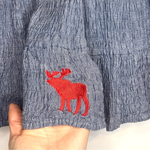 Abercrombie & Fitch Blue Cotton Maxi Skirt Red Embroidery Size Med Y2K Boho - Picture 4 of 6